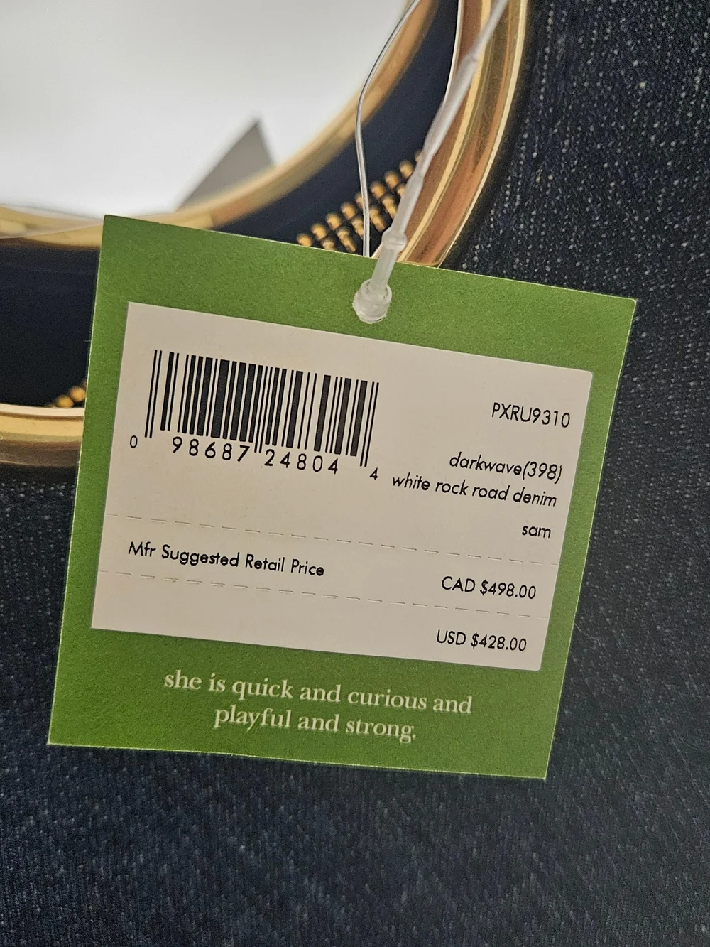 kate spade Dark Navy Denim Tote with Gold Ring Handles
